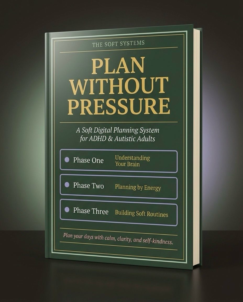 Plan Without Pressure — softcover guide book mockup