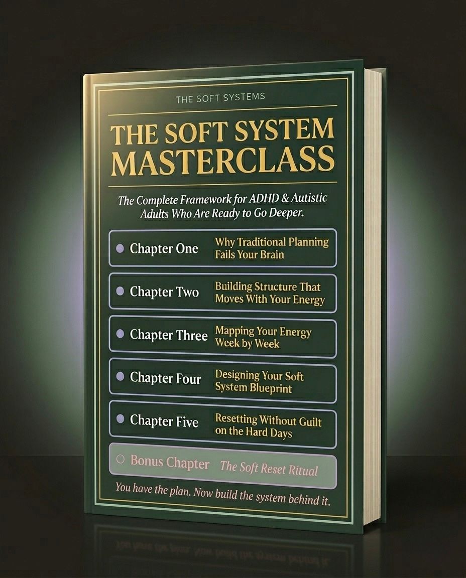 The Soft System Masterclass — premium guide book mockup